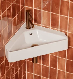 N24WBCRN Heaton 50cm Corner Cloakroom Basin Gloss White - lifestyle image